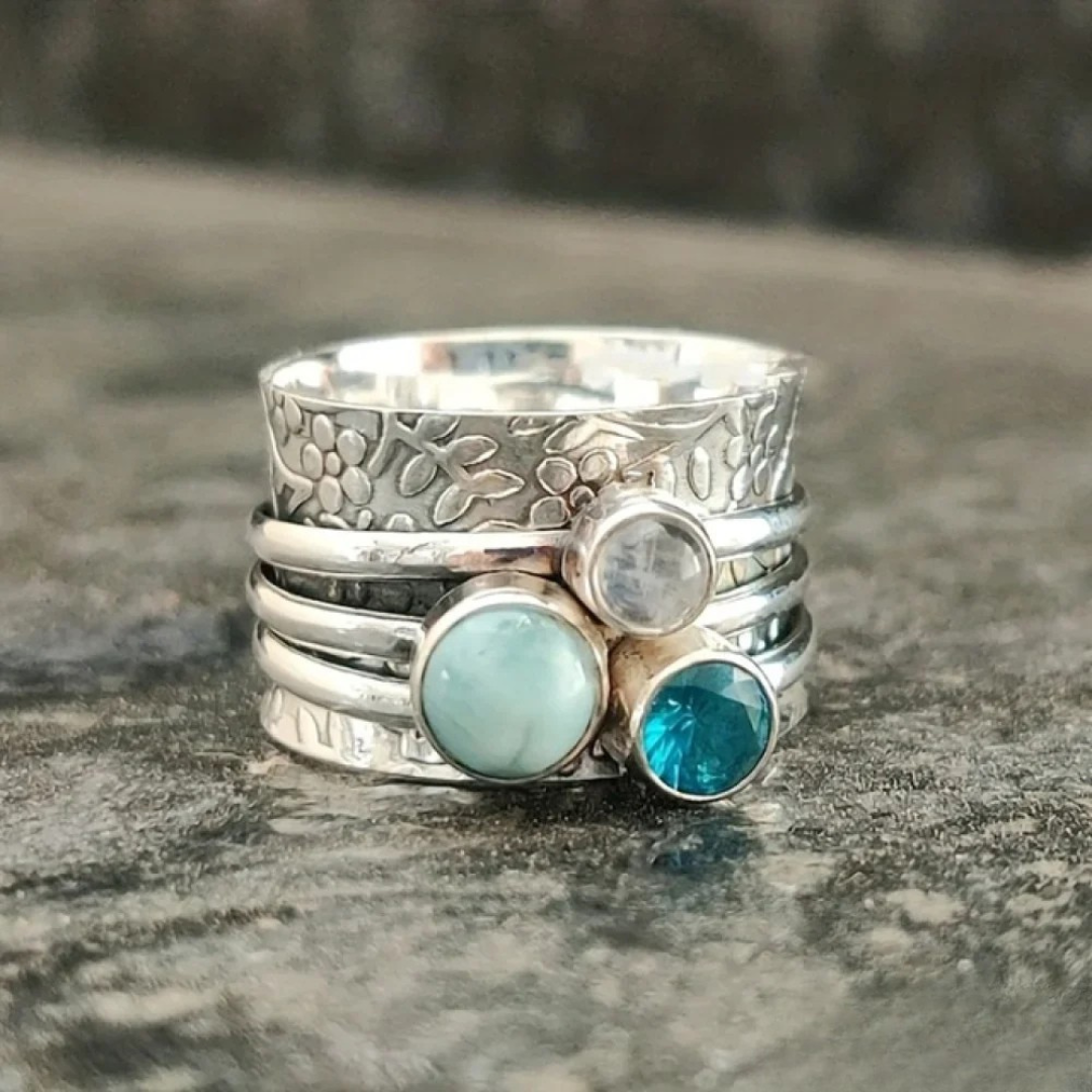 Bague vintage en pierres bleues naturelles