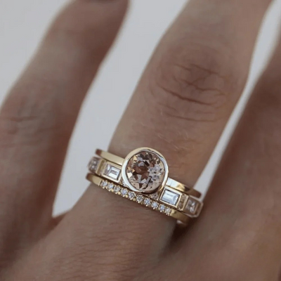 Bague en Cristal Doré Élégante