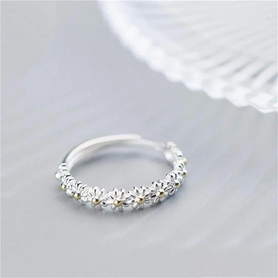 Bague Margriet en argent ajustable et émaillée à la main