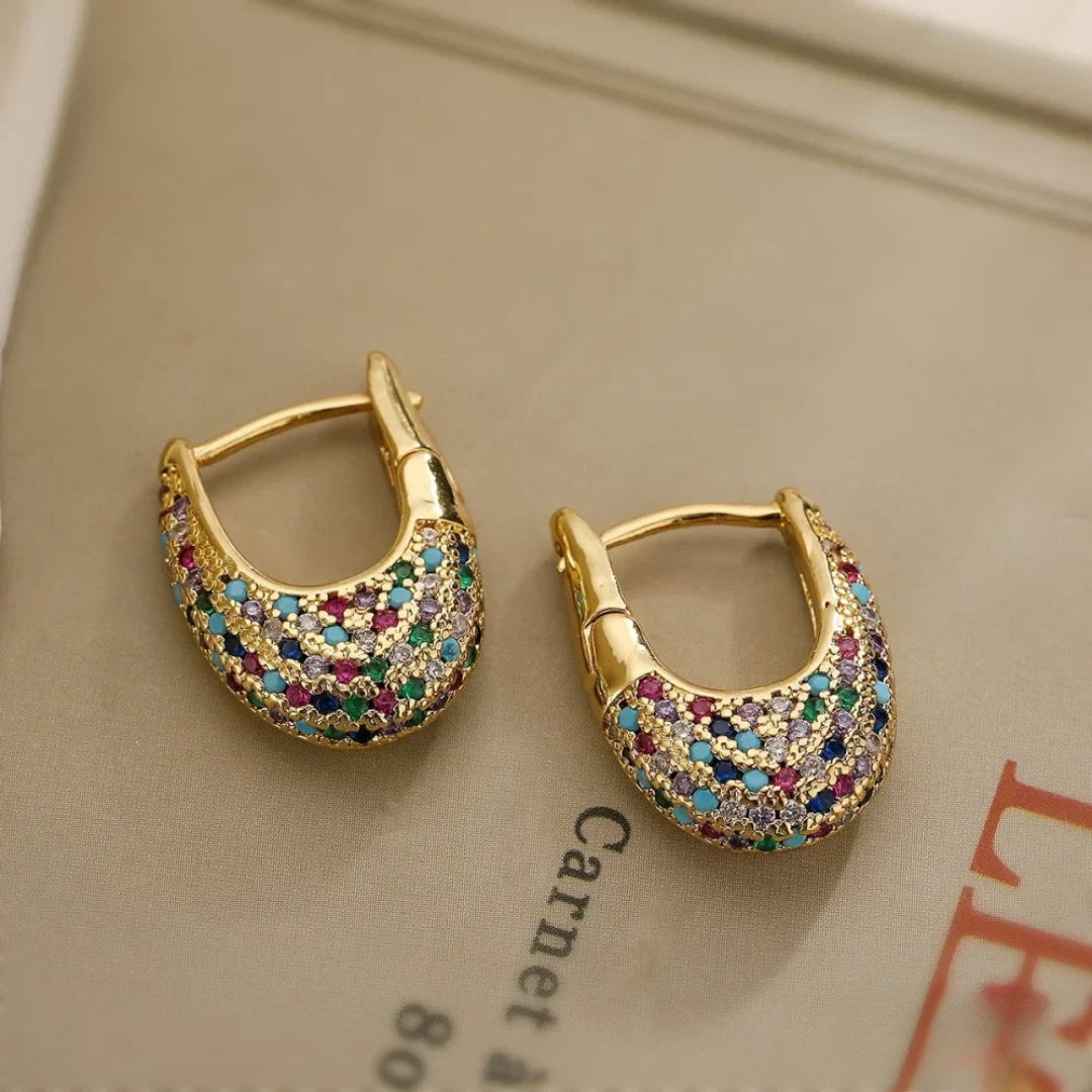 Boucles d'oreilles en cristal coloré élégant
