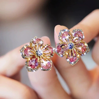 Boucles d'oreilles en zirconium multicolores en argent sterling