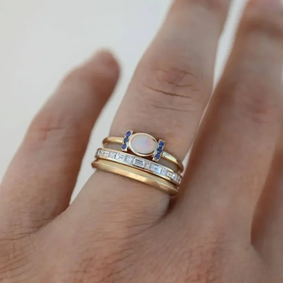 Ensemble de Bagues en Opale Vintage
