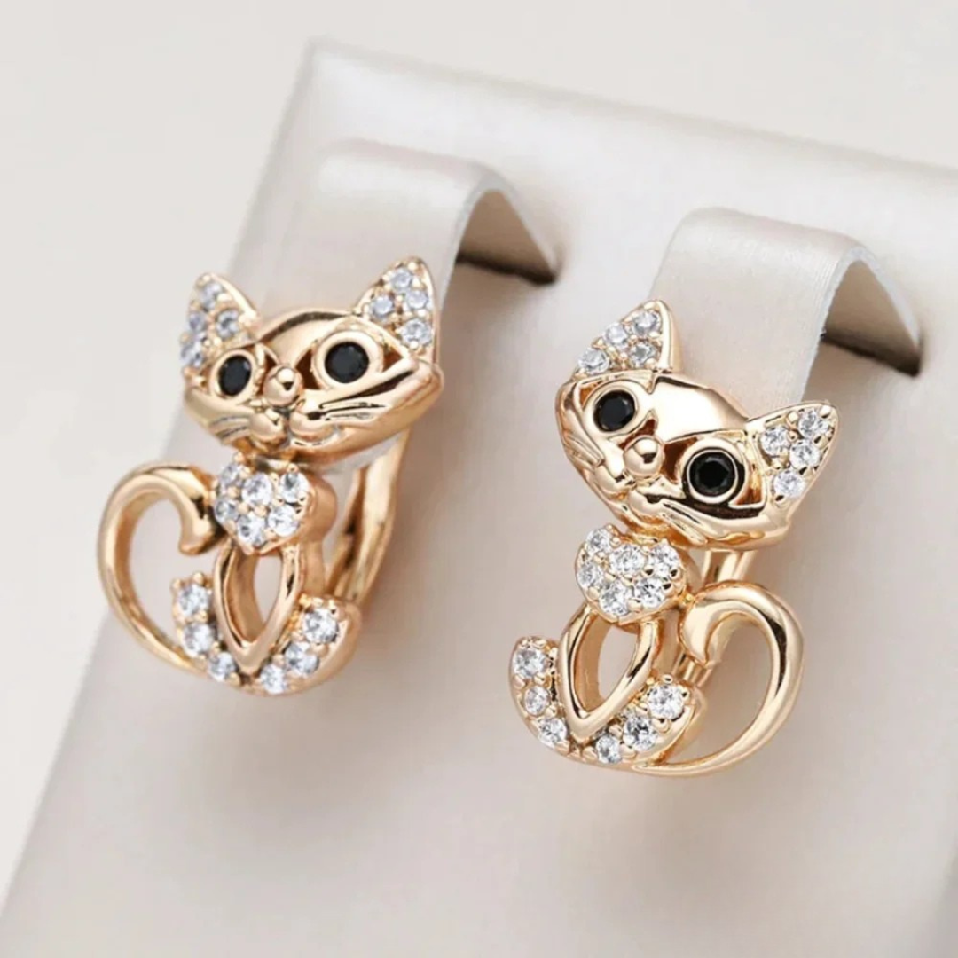 Boucles d'oreilles Kitty en zirconium élégant