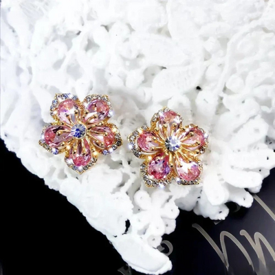 Boucles d'oreilles en zirconium multicolores en argent sterling