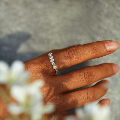 Bague Marguerite Argent Ajustable Émaillée à la Main