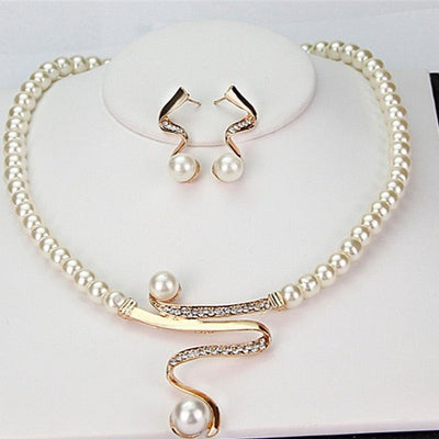 Collier en Perles Naturelles + Ensemble Boucles d'Oreilles