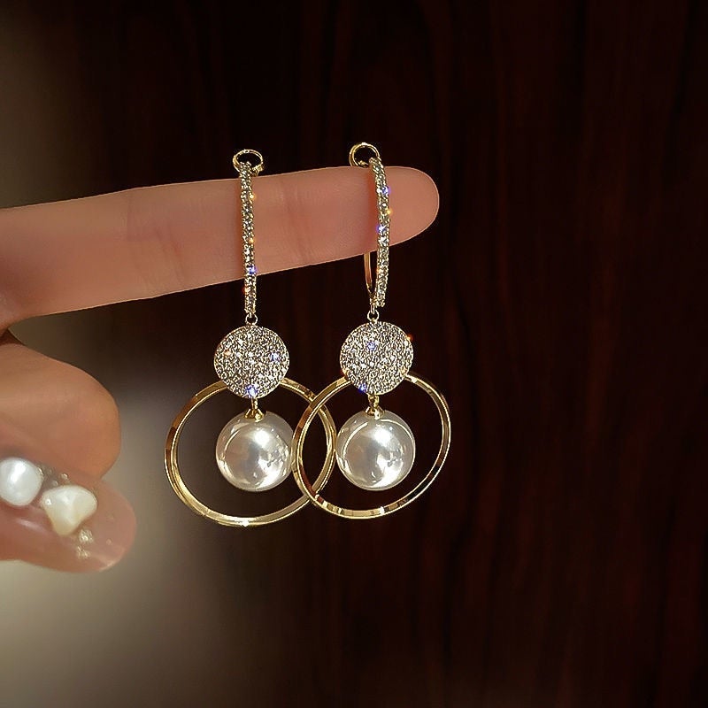 Boucles d'Oreilles de Luxe avec Perles Cultivées et Zirconia
