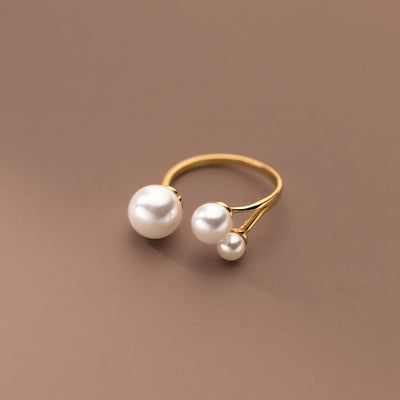 Bague en Perles d'Eau Douce Triple Réglable
