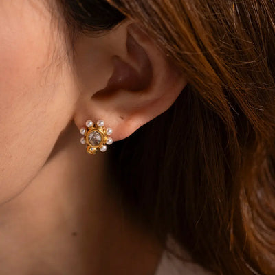 Boucles d'Oreilles Élégantes en Or & Perles Naturelles