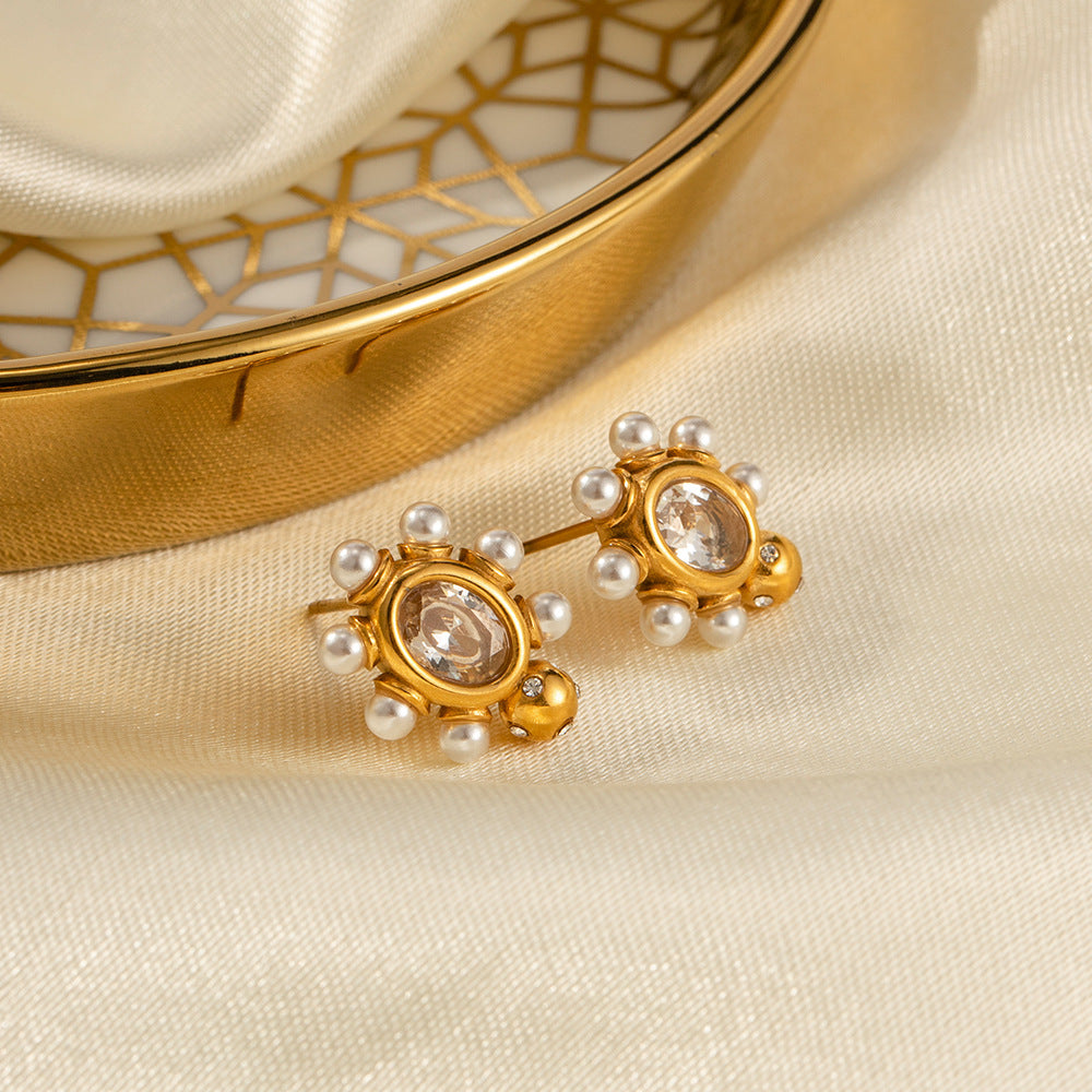 Boucles d'Oreilles Élégantes en Or & Perles Naturelles