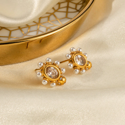 Boucles d'Oreilles Élégantes en Or & Perles Naturelles