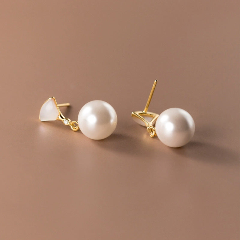 Boucles d'Oreilles Rétro en Argent avec Perles