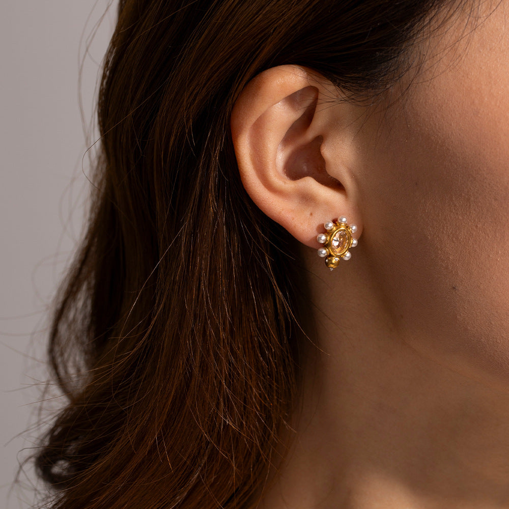 Boucles d'Oreilles Élégantes en Or & Perles Naturelles