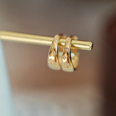 Boucles d'Oreilles en Argent et Plaquées Or de Luxe