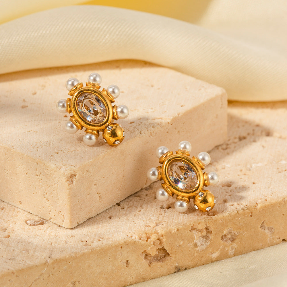 Boucles d'Oreilles Élégantes en Or & Perles Naturelles