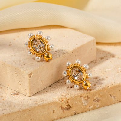 Boucles d'Oreilles Élégantes en Or & Perles Naturelles