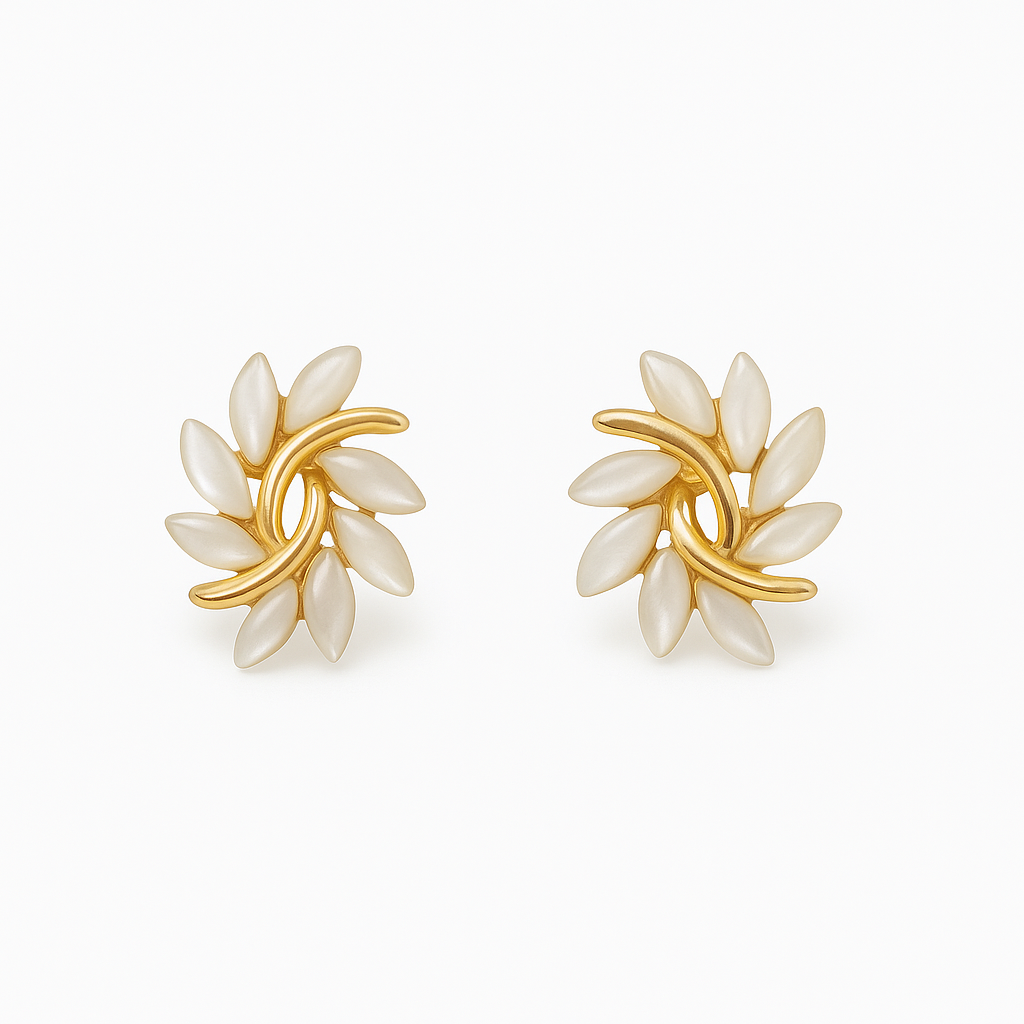Boucles d'Oreilles en Opale Blanche en Or