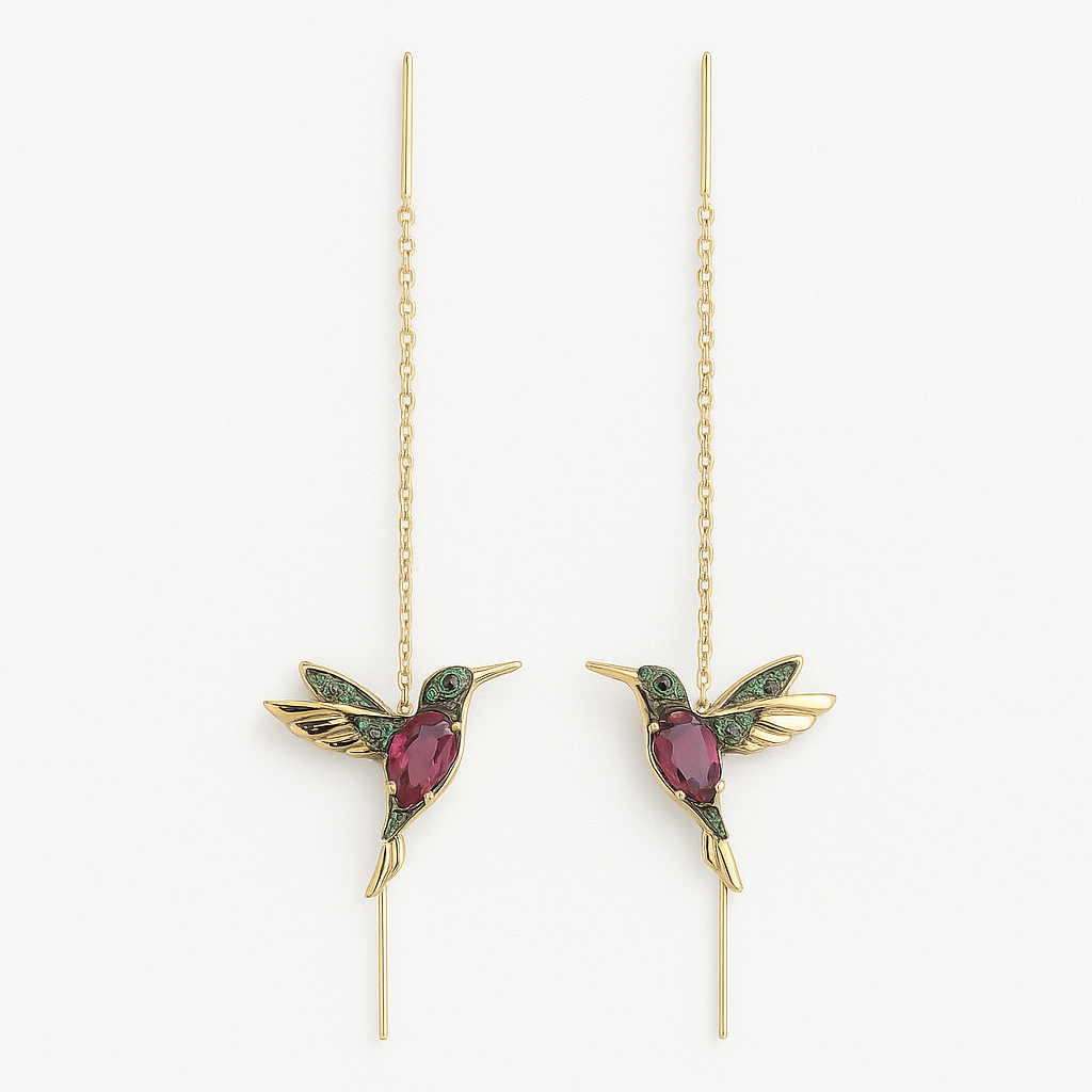 Boucles d'oreilles colibri en zircon