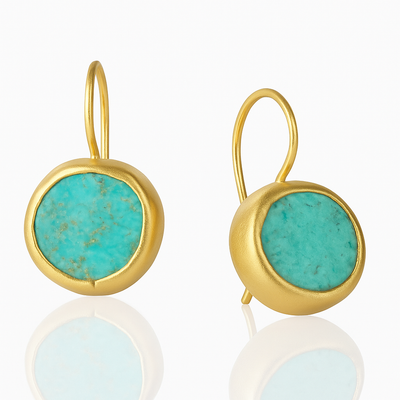 Boucles d'oreilles en or avec pierre turquoise