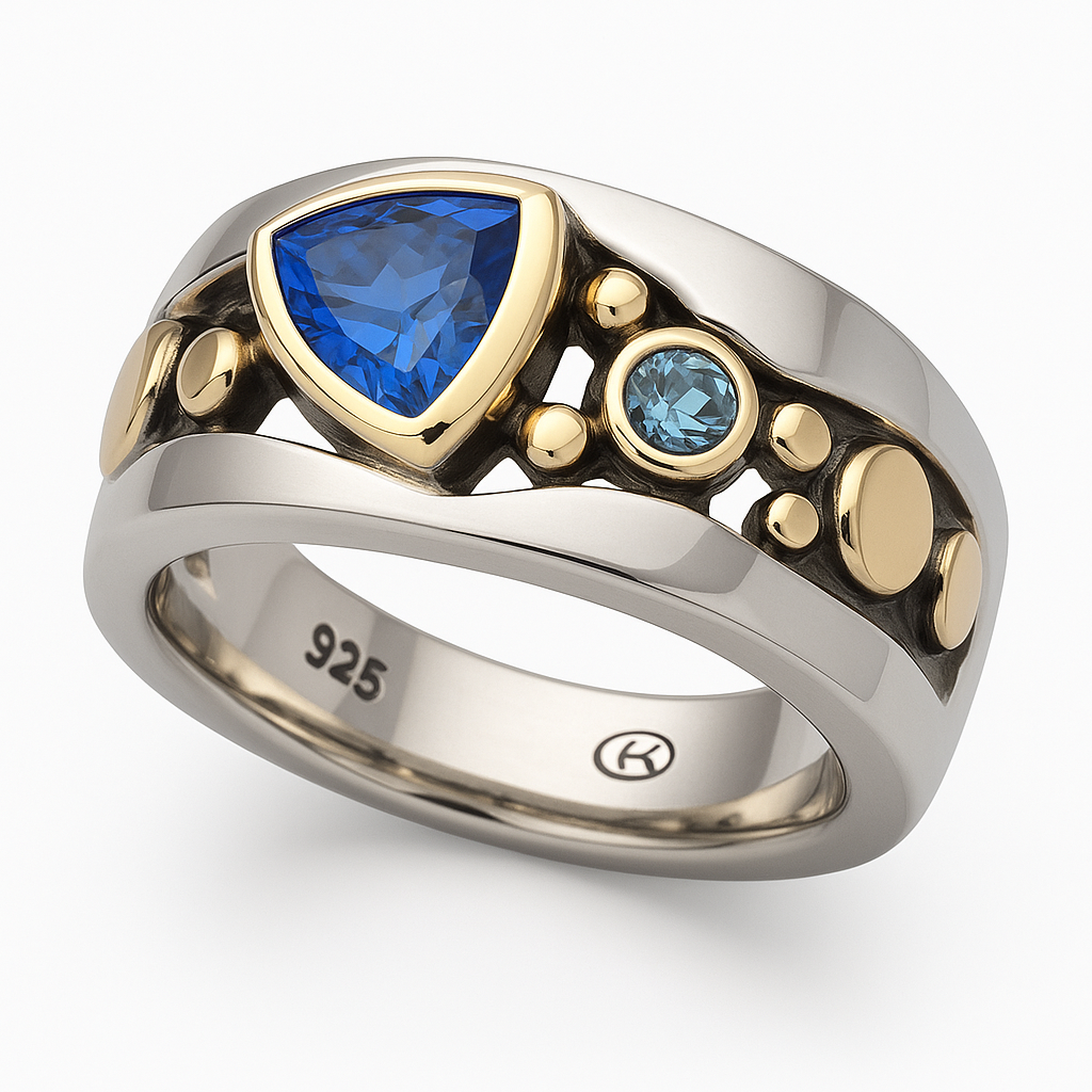 Bague vintage en cristal bleu