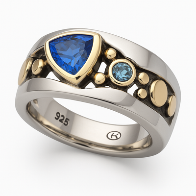 Bague vintage en cristal bleu