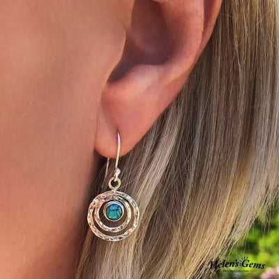 Boucles d'oreilles Boho Saturnus avec Pierre Turquoise en Argent et Or